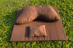 Trọn bộ tọa cụ bồ đoàn đệm ngồi chữ V, vải thô loại đặc biệt hỗ trợ ngồi lâu không nhức mỏi