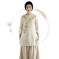 Quần áo Phật tử đi chùa, tập yoga, ngồi thiền...cao cấp may thủ công uy tín - Bộ Thanh Mộc Nhiên (Có vẽ))