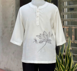 Bộ quần áo Phật tử, nam, vải đũi cao cấp, màu trắng, ghi, be, đỏ đô, size S M L XL... cắt may theo yêu cầu - Bi Tri Dũng