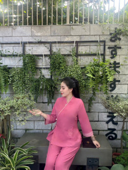 Bộ Pháp Phục, Đồ Lam Đi Chùa Nữ - Lụa Hàn, Size S,M,L,XL