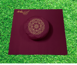 Trọn Bộ 2 sản phẩm chất liệu kaki -  Bồ Đoàn 30x8 – Tọa Cụ phẳng 60x70 cm, Zambala | Đệm Ngồi Thiền – Tụng Kinh In Mandala, Lá Bồ Đề