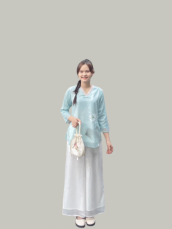 Bộ quần áo đi lễ chùa, áo lam đi chùa, trang phục đi chùa, ngồi thiền, nữ, vải voan cao cấp, màu trắng, nâu, size S M L XL 2 XL may theo yêu cầu - Sen Tuyết