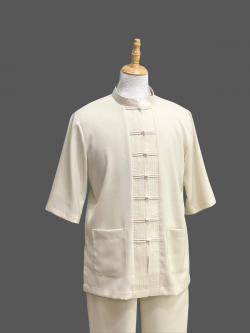 Bộ quần áo Phật tử, trang phục đi chùa, ngồi thiền nam, cổ tàu, vải đũi cao cấp, màu trắng, ghi, be, đỏ đô, nhiều size, cắt may theo yêu cầu. Bộ Lãnh Tụ