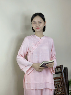 Bộ quần áo đi lễ chùa, áo lam đi chùa, trang phục đi chùa, ngồi thiền, nữ, vải đũi cao cấp, màu trắng, nâu, size S M L XL 2 XL may theo yêu cầu. Bộ An Cát Tường