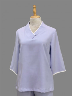 Bộ quần áo đi lễ chùa, áo lam đi chùa, trang phục đi chùa nữ, vải đũi, cổ Nhật, màu trắng, lam, hồng, nâu sữa, size S M L XL 2 XL hàng cao cấp, may theo yêu cầu - Tâm Liên Hoa