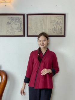 Bộ quần áo đi lễ chùa, áo lam đi chùa, trang phục đi chùa, ngồi thiền, nữ, vải đũi cao cấp, màu trắng, nâu, size S M L XL 2 XL may theo yêu cầu - Đan Tâm