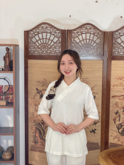 Bộ quần áo đi lễ chùa, áo lam đi chùa, trang phục đi chùa, ngồi thiền nữ, vải đũi cao cấp, màu trắng, nâu... nhiều size, may theo yêu cầu. Bộ Minh Tuệ