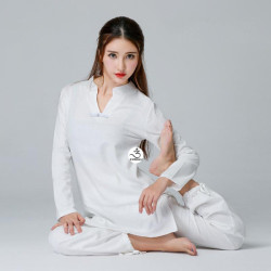 Bộ quần áo đi lễ chùa, áo lam đi chùa, trang phục đi chùa, ngồi thiền, nữ, vải đũi cao cấp, màu trắng, nâu, size S M L XL 2 XL may theo yêu cầu - An Tuệ